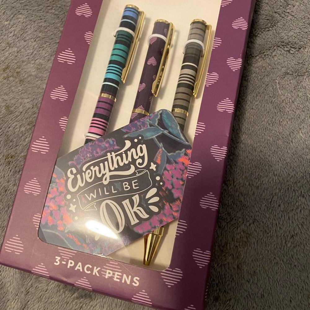Lug Pen Set in Box - Love Style-Purple/Teal/Gray